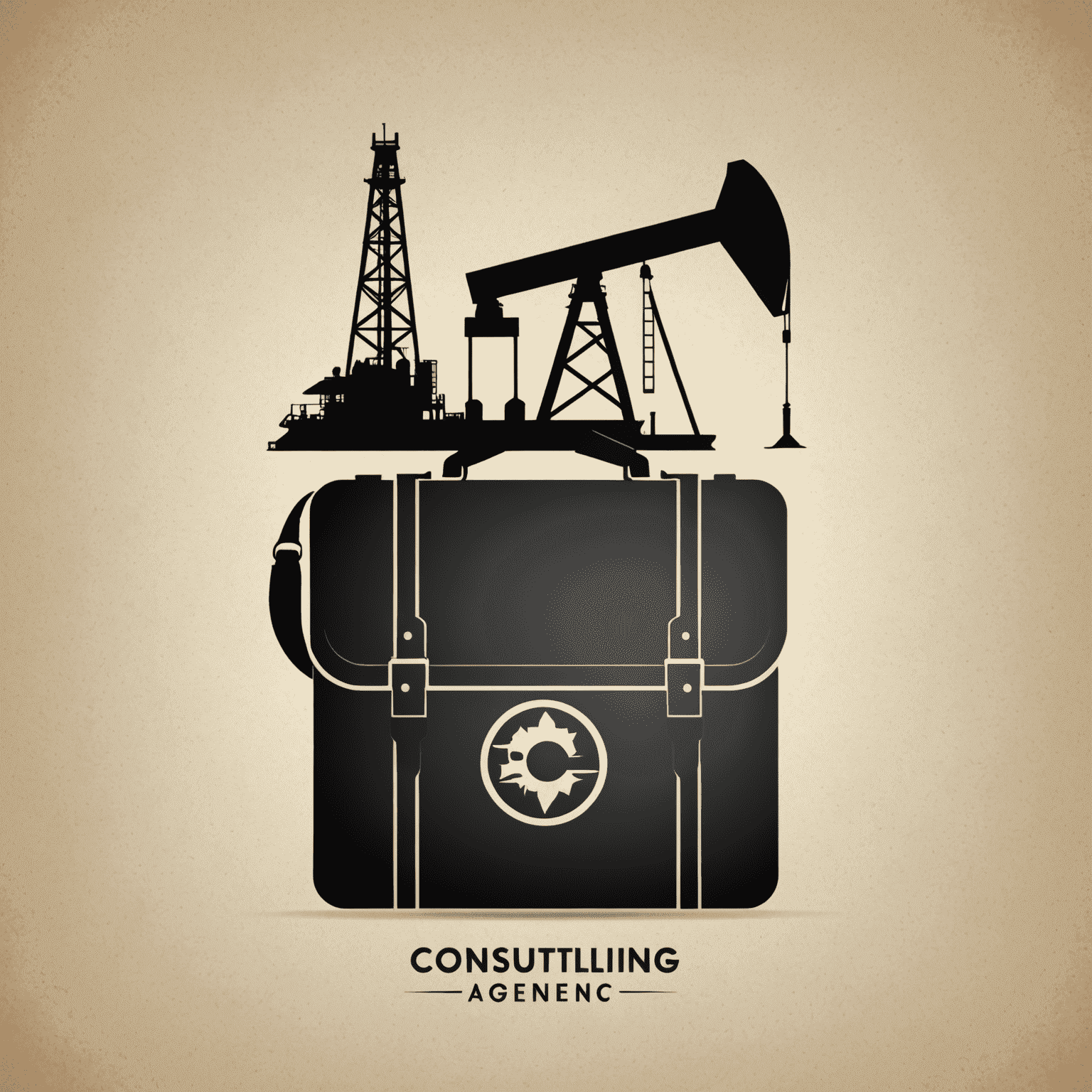 Consulting Agency Logo - A stylized oil rig silhouette combined with a briefcase icon, representing our expertise in oil and gas industry consulting